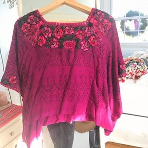 Handmade Huipil Top / Bohemian Embroidered Blouse